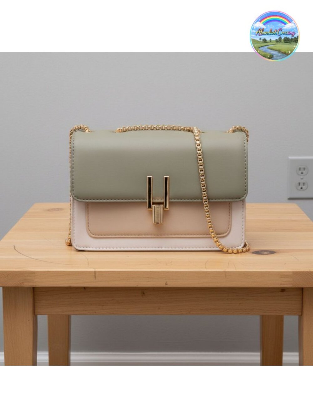 Color-Block Faux Leather Crossbody Bag Turn Lock Chic Women's Purse